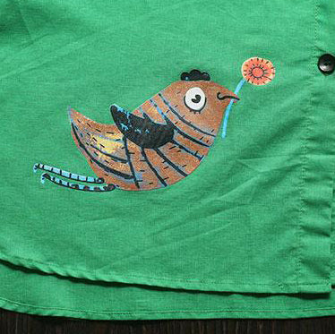 Stilvolle Sommer-Baumwolloberteile, lässiger Polokragen, einreihig, 12 Ärmel, grüne Bluse