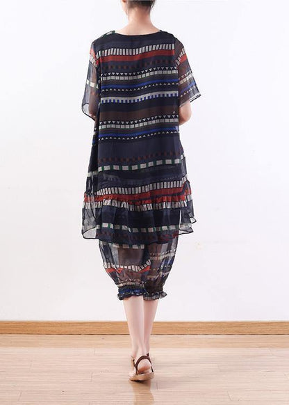 summer vintage chiffon  tops and women crop pants two pieces - SooLinen