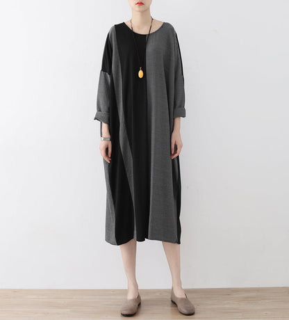 die verlorenen 2024 Streifen Baumwollkaftane Mode Baumwollkleider lange übergroße Freizeitoutfits