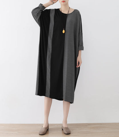 die verlorenen 2024 Streifen Baumwollkaftane Mode Baumwollkleider lange übergroße Freizeitoutfits