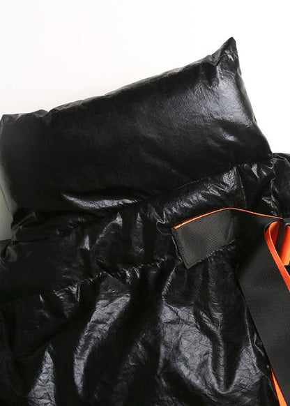 thick black Parkas for women plus size clothing stand collar patchwork winter coats - SooLinen