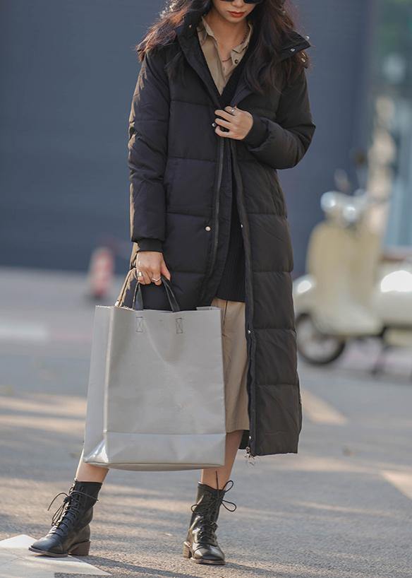 thick black women parka plus size warm winter coat hooded zippered winter outwear - SooLinen