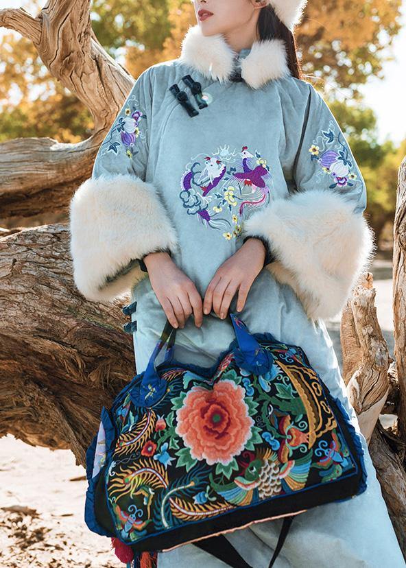 thick plus size snow jackets side open overcoat gray patchwork overcoat - SooLinen