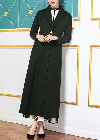 fine Loose fitting long coat  coat aymy green wild Woolen Coats - SooLinen