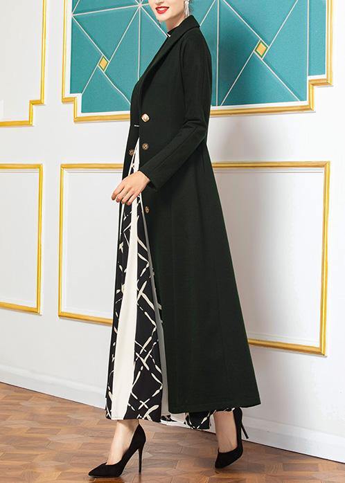 fine Loose fitting long coat  coat aymy green wild Woolen Coats - SooLinen
