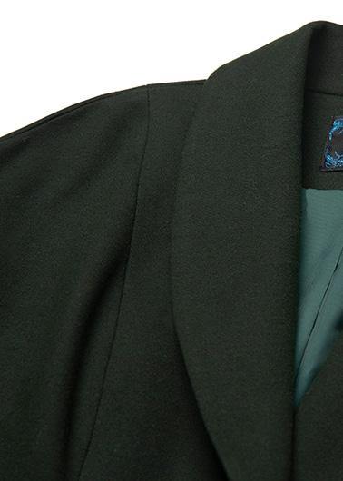 fine Loose fitting long coat  coat aymy green wild Woolen Coats - SooLinen