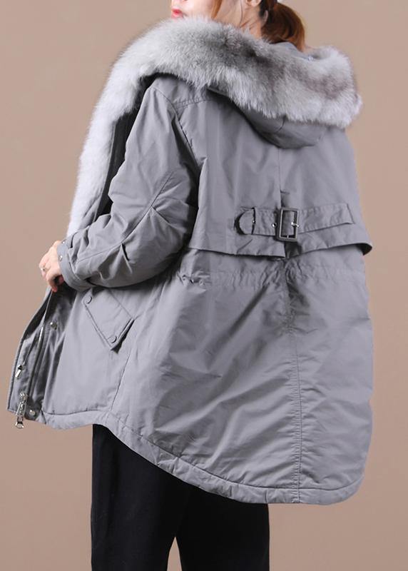 Loose fitting warm winter coat hooded drawstring parkas - SooLinen