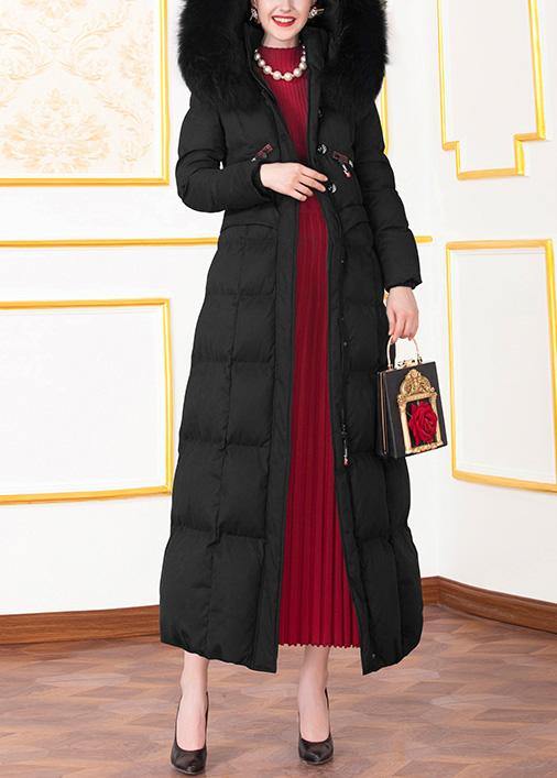 fine Loose fitting winter jacket winter coats black hooded casual outfit - SooLinen
