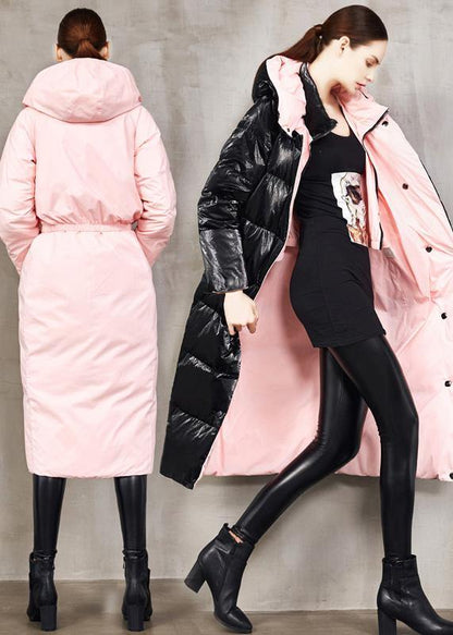 fine black goose Down coat plus size two ways to wear winter jacket hooded fine winter outwear - SooLinen