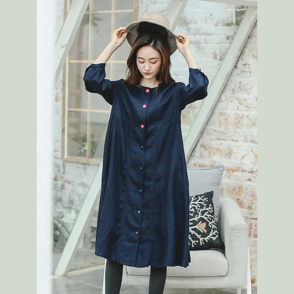 feiner blauer Maximantel Plus Size Kleidung Peter Pan Kragen Wintermantel Boutique Langarm Baggy Mantel