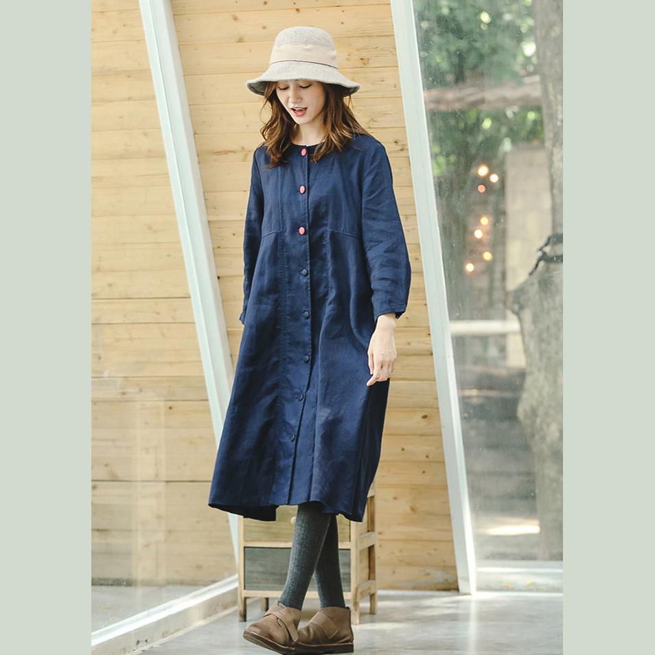 feiner blauer Maximantel Plus Size Kleidung Peter Pan Kragen Wintermantel Boutique Langarm Baggy Mantel