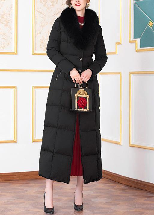 fine casual Jackets & Coats thick overcoat black fur collar coats - SooLinen