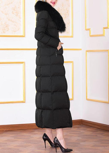 fine casual Jackets & Coats thick overcoat black fur collar coats - SooLinen
