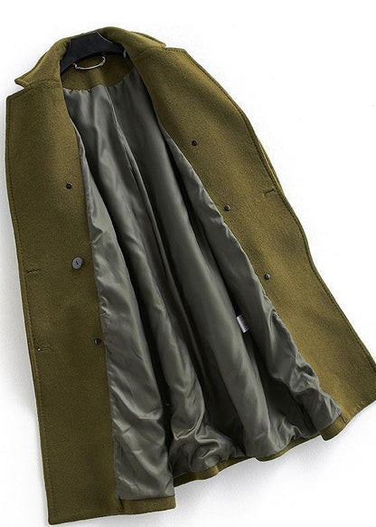 Woolen Coat trendy plus size long double breast women coats Notched - SooLinen