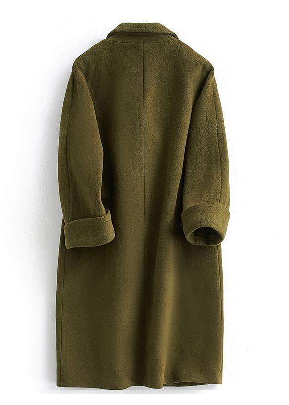 Woolen Coat trendy plus size long double breast women coats Notched - SooLinen