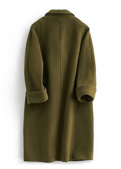 Woolen Coat trendy plus size long double breast women coats Notched - SooLinen