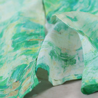 feine grüne Leinenkaftane übergroßes Standkleid 2018 Kurzarm-Print-Kaftane