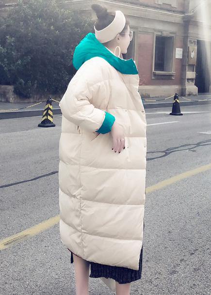 fine green patchwork warm winter coat plus size hooded two ways to wear fine overcoat - SooLinen