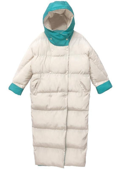 fine green patchwork warm winter coat plus size hooded two ways to wear fine overcoat - SooLinen