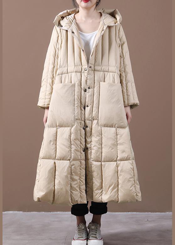 khaki down jacket woman plus size Winter womens parka hooded pockets New Jackets - SooLinen