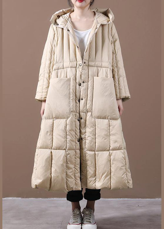 khaki down jacket woman plus size Winter womens parka hooded pockets New Jackets - SooLinen