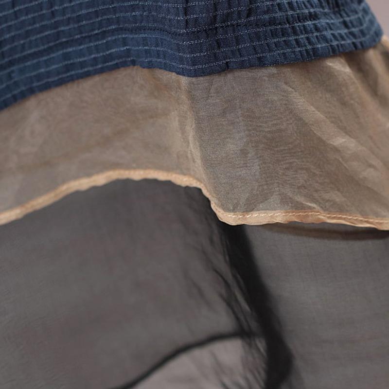Bluse aus feinem Leinengemisch in Übergröße, lockere, kurzärmlige, gestreifte rote Bluse aus Leinen