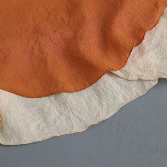 feine lange Baumwollkleider in Übergröße False Zweiteiliges Kurzarm-Schokoladen-Einfarbiges Kleid