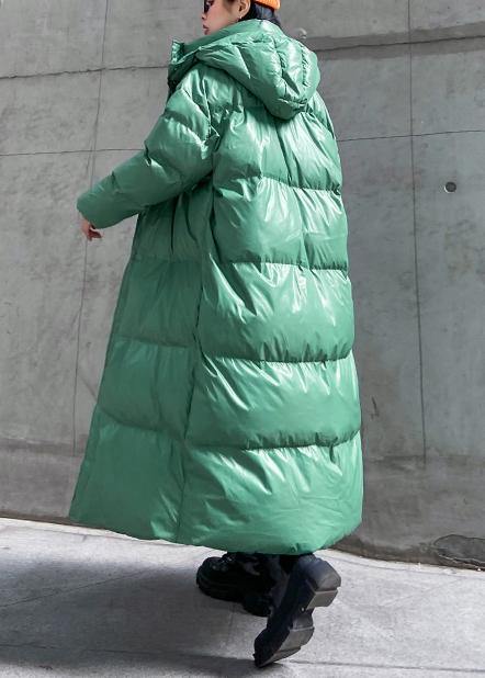 plus size clothing down jacket outwear green hooded zippered winter outwear - SooLinen