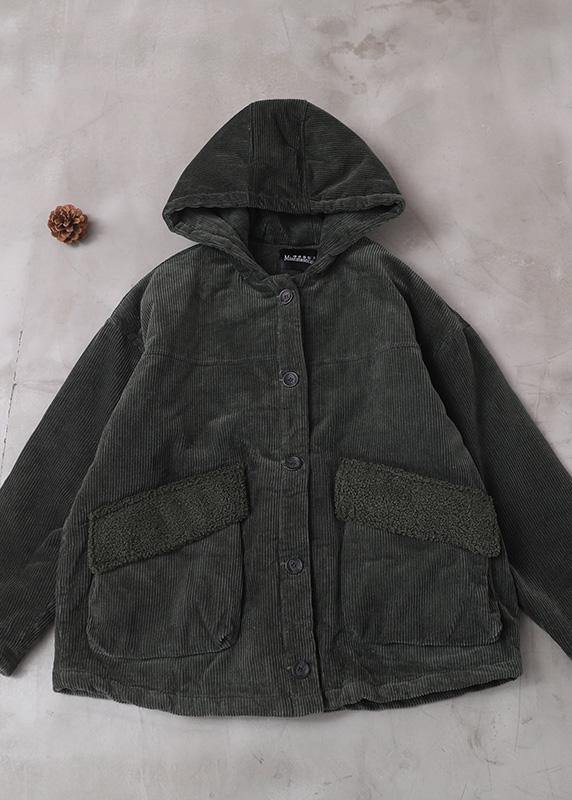 fine plussize snow jackets hooded outwear green short women coats - SooLinen