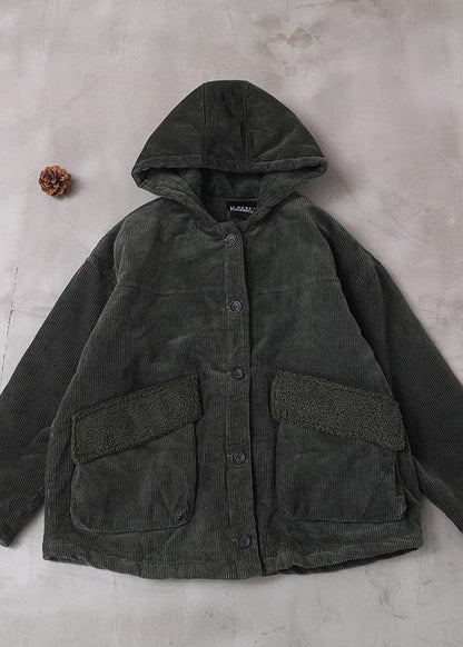 fine plussize snow jackets hooded outwear green short women coats - SooLinen