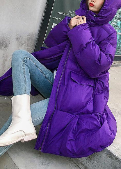 fine purple overcoat oversize Jackets & Coats hooded winter winter coats - SooLinen