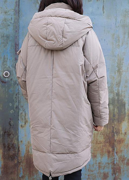 fine trendy plus size Jackets & Coats winter outwear khaki hooded winter outwear - SooLinen