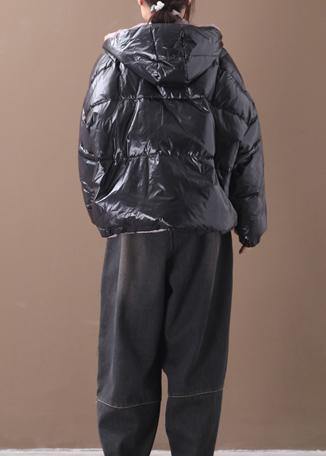 fine trendy plus size snow winter coats black hooded thick winter coats - SooLinen