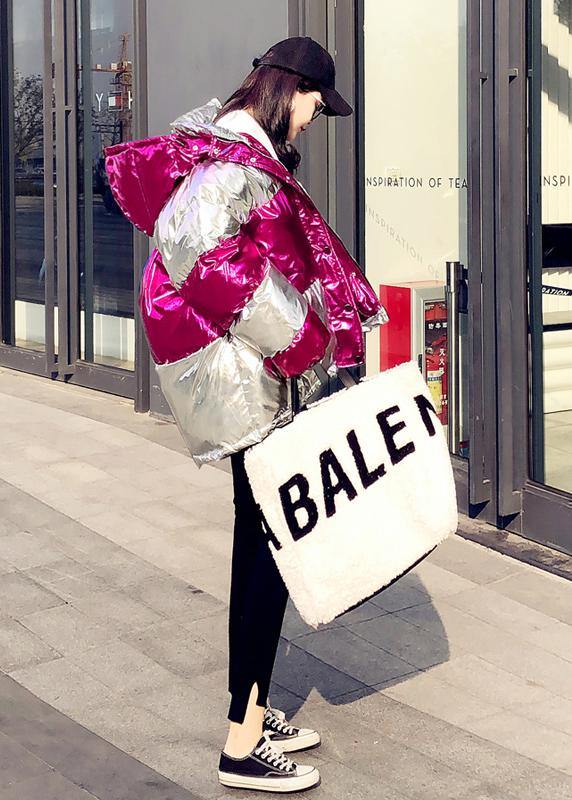 fine trendy plus size winter jacket overcoat rose hooded Cinched down coat winter - SooLinen