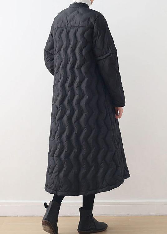 fine trendy plus size womens parka high neckJackets black whiteWear on both sideswarm winter coat - SooLinen
