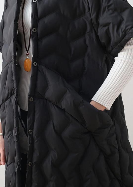 fine trendy plus size womens parka high neckJackets black whiteWear on both sideswarm winter coat - SooLinen