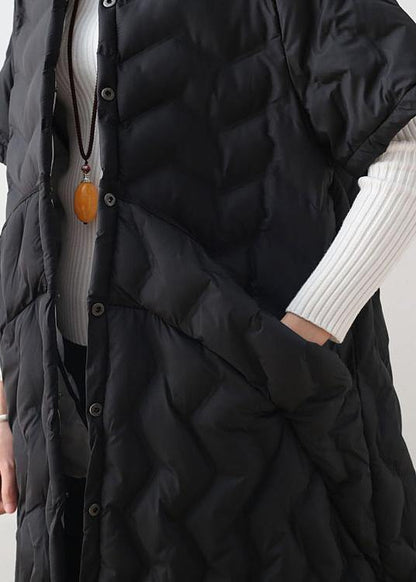 fine trendy plus size womens parka high neckJackets black whiteWear on both sideswarm winter coat - SooLinen