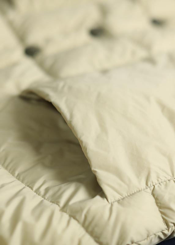 fine women parka overcoat beige stand collar warm winter coat - SooLinen