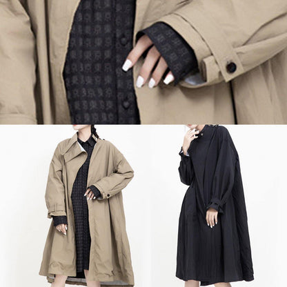 two ways to wear Fashion asymmetriccoats women khaki Midi jackets - SooLinen