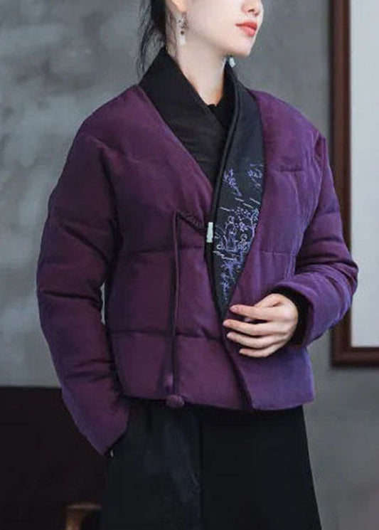 Vintage Rosa Lila Bestickt Patchwork Ente Unten Puffer mäntel Winter