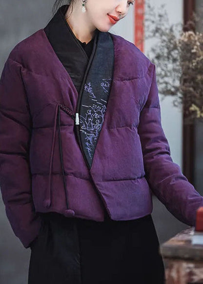 Vintage Rosa Lila Bestickt Patchwork Ente Unten Puffer mäntel Winter