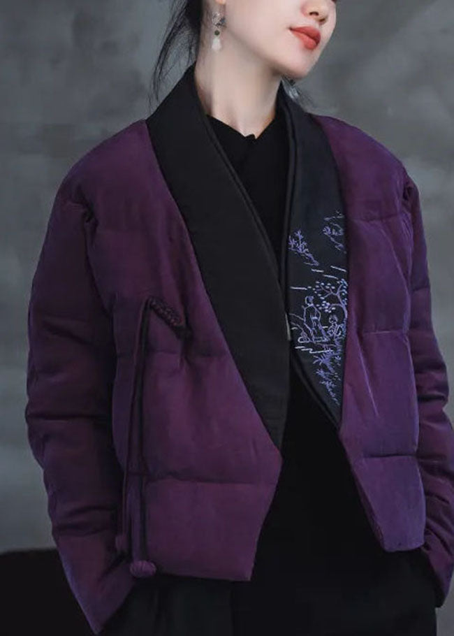 Vintage Rosa Lila Bestickt Patchwork Ente Unten Puffer mäntel Winter