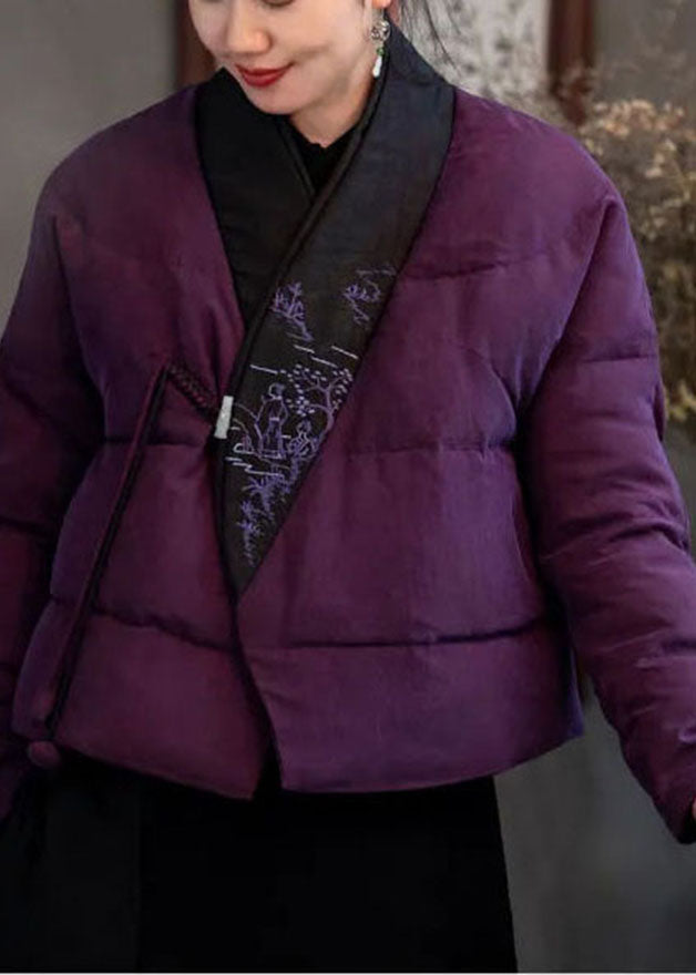 Vintage Rosa Lila Bestickt Patchwork Ente Unten Puffer mäntel Winter