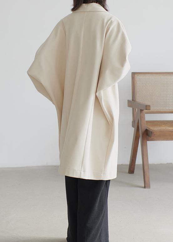 vintage beige wool overcoat Loose fitting Coats Batwing Sleeve pockets coats - SooLinen