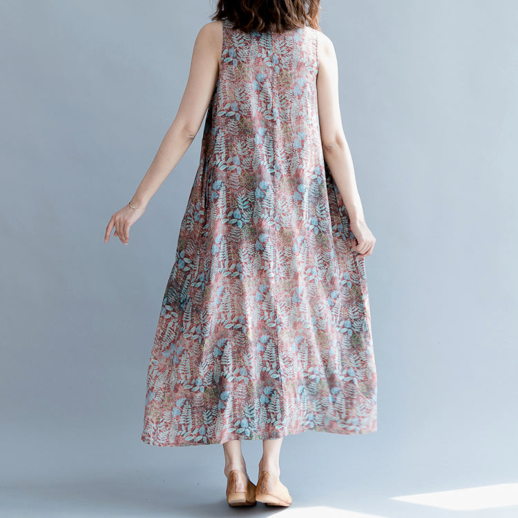 Vintage florales Leinen Maxikleid Plus Size O Hals Baggy Kleider Kaftans Boutique Fledermausärmel Extra großer Saum Leinenkaftans