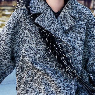 Vintage grauer Wollmantel Locker sitzender gekerbter langer Mantel 2018 seitlich offener Mantel