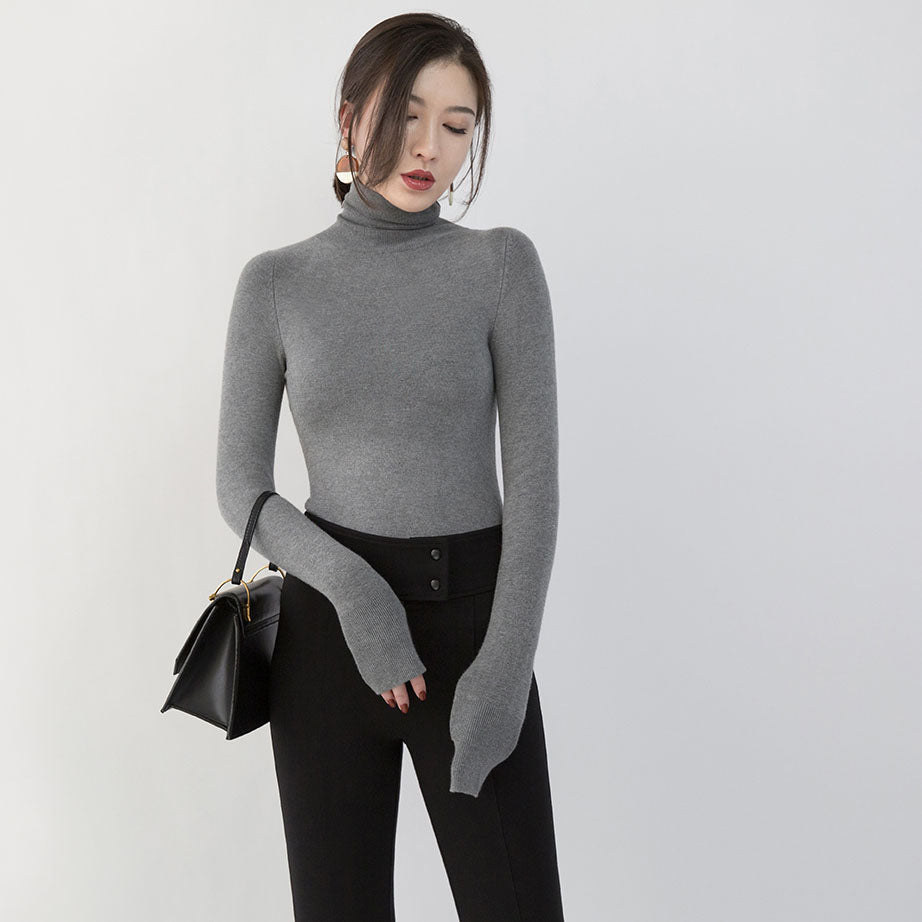 vintage gray winter sweater Loose fitting high neck vintage  knitted sweaters