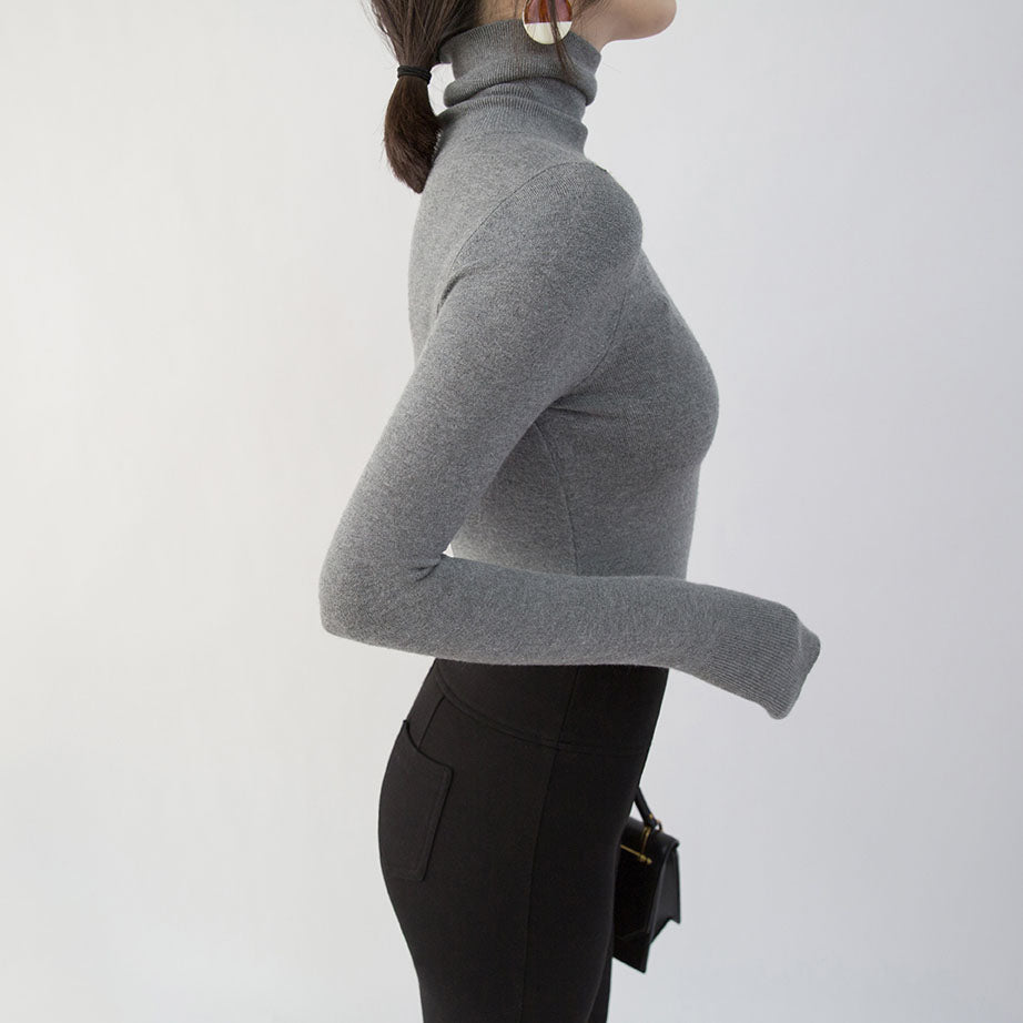 vintage gray winter sweater Loose fitting high neck vintage  knitted sweaters