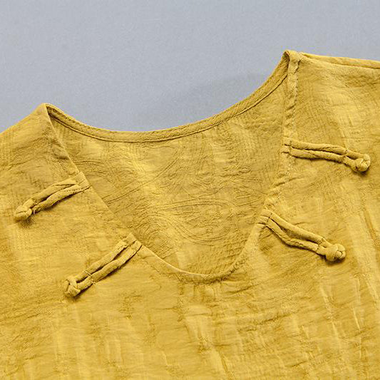Vintage Leinen Blended Sommer Top Locker sitzend Unregelmäßiger Saum Damen Sommer Kurzarm Lässige Lockere Bluse