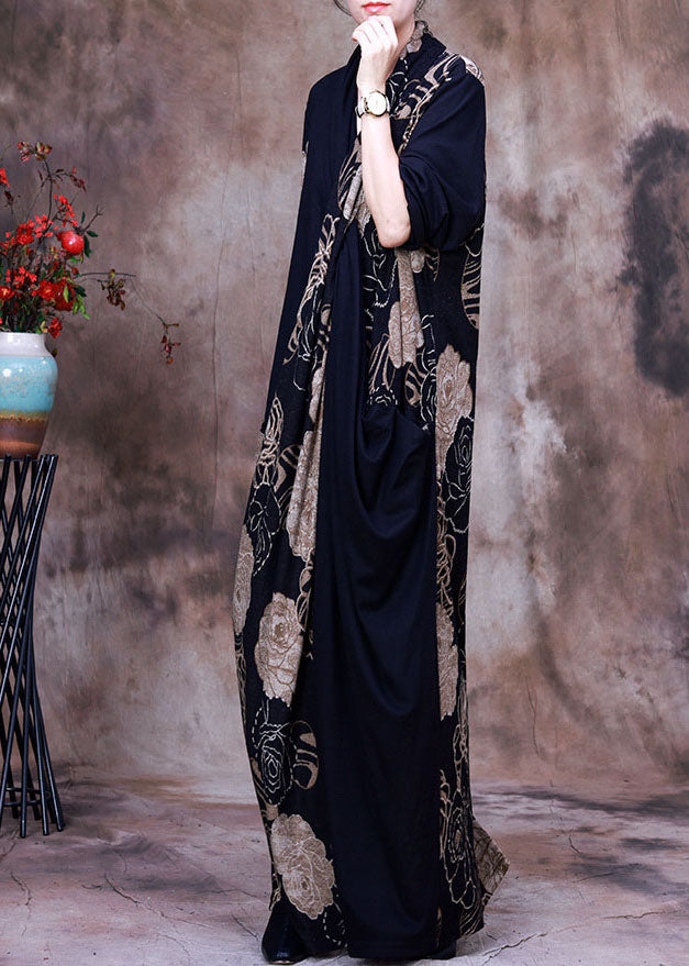 Vogue Colorblock Asymmetrische Print Chiffon langes Kleid Frühling